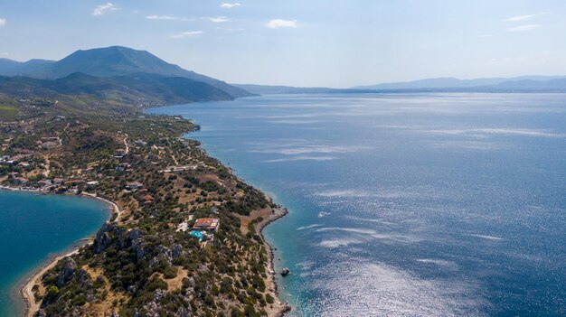 High angle view of sea against sky