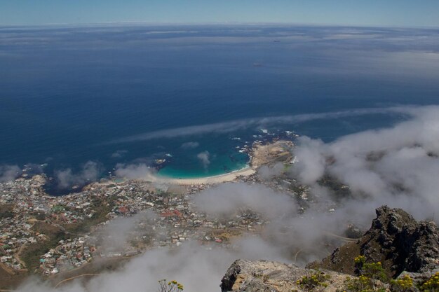 High angle view of sea against sky