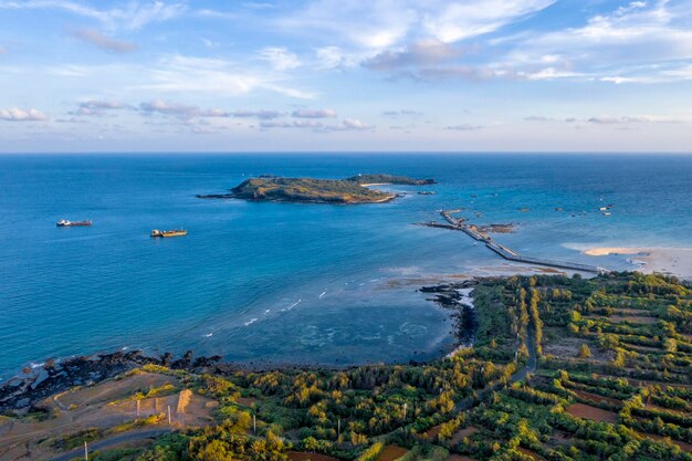 High angle view of sea against sky