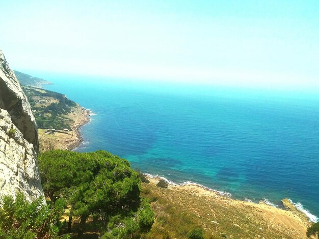 High angle view of sea against sky