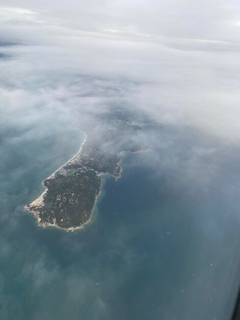 High angle view of sea against sky