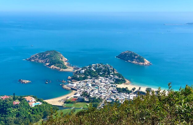 High angle view of sea shore