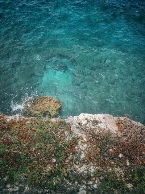 High angle view of sea shore