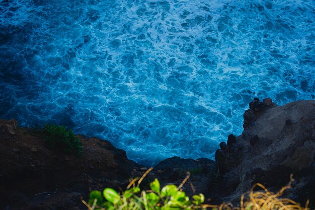 High angle view of sea waves