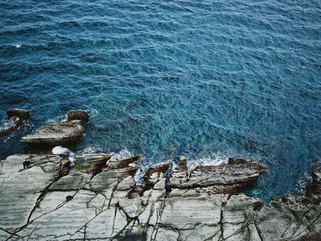 High angle view of sea waves