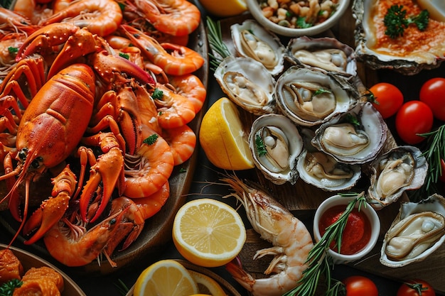 High angle view of seafood in contner on table