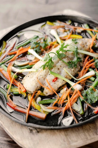 high angle view of seafood in plate on table