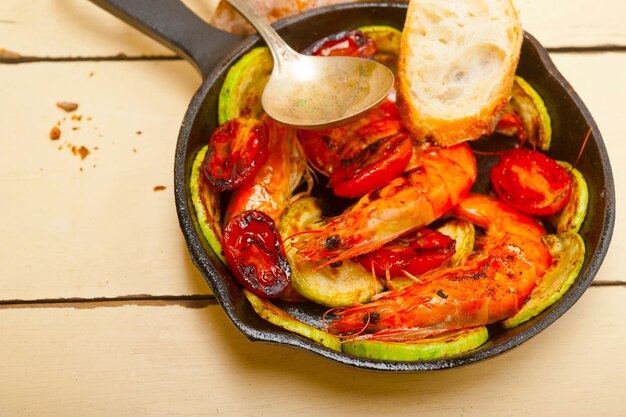 High angle view of seafood in plate on table