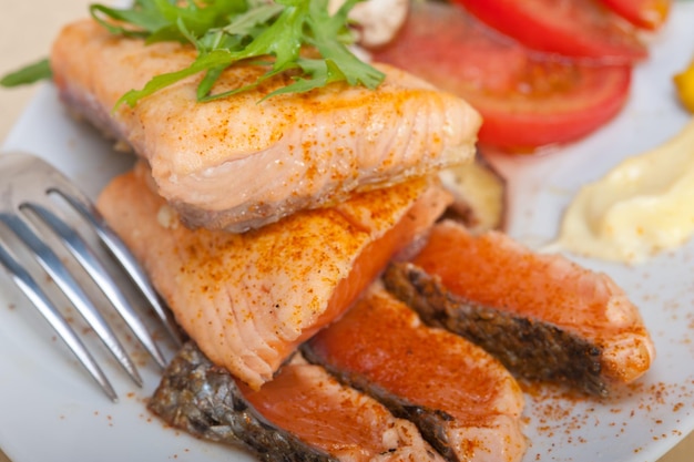 high angle view of seafood served in plate on table