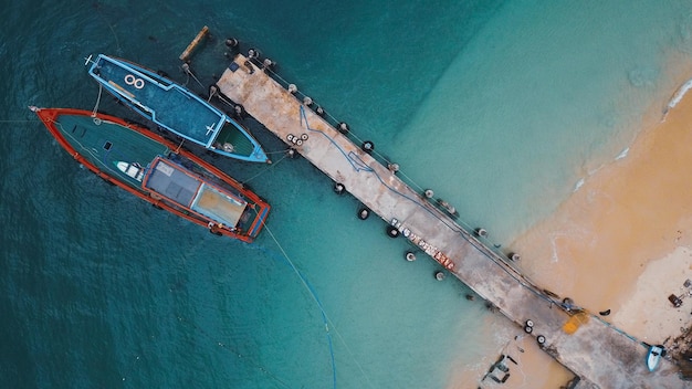 High angle view of ship in sea