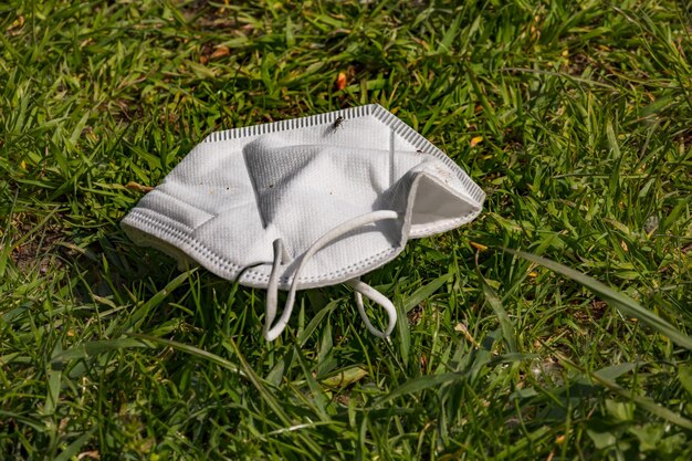 High angle view of shoes on field