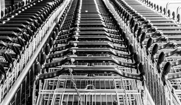 High angle view of shopping carts