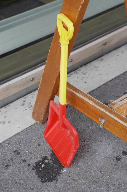 High angle view of shovel on street