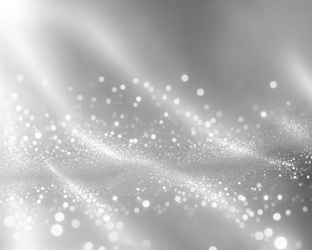 Photo high angle view of silver shimmering spot light effect particle background