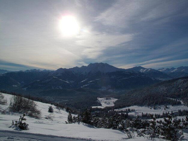 Photo high angle view of snow covered landscape