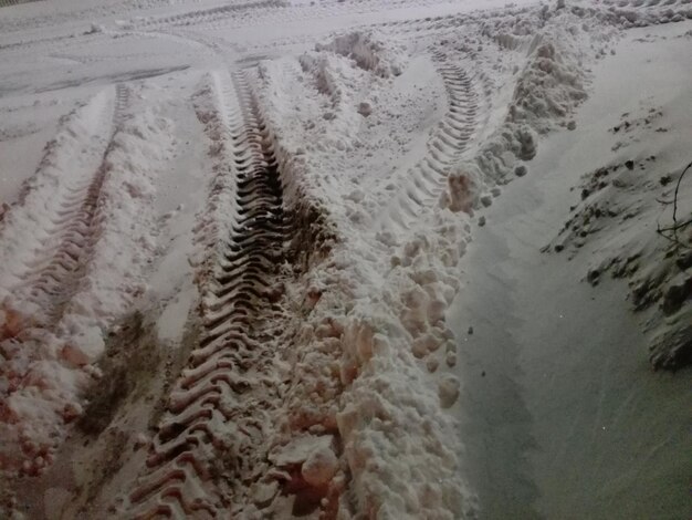 High angle view of snow covered landscape