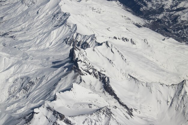 High angle view of snow covered mountain