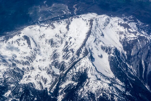 High angle view of snowcapped mountains