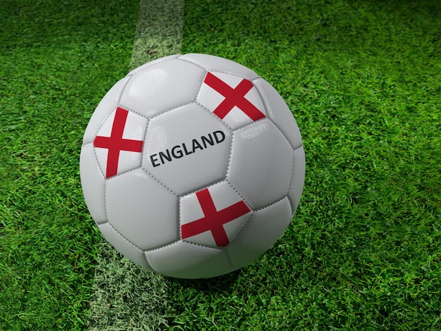 フィールド上のサッカーボールの高角度のビュー
