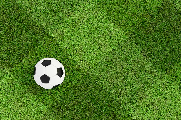 High angle view of soccer ball on field