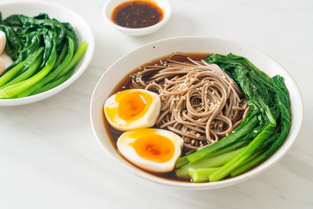 High angle view of soup in bowl on table