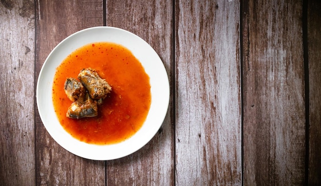 Photo high angle view of soup in bowl on table