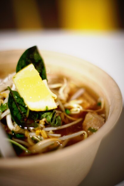 Photo high angle view of soup in bowl