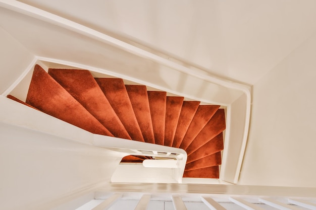 Photo high angle view of spiral staircase