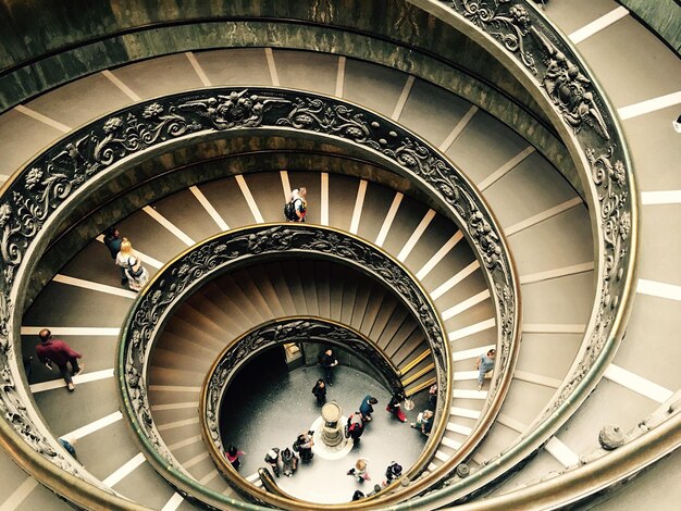 High angle view of spiral stairs