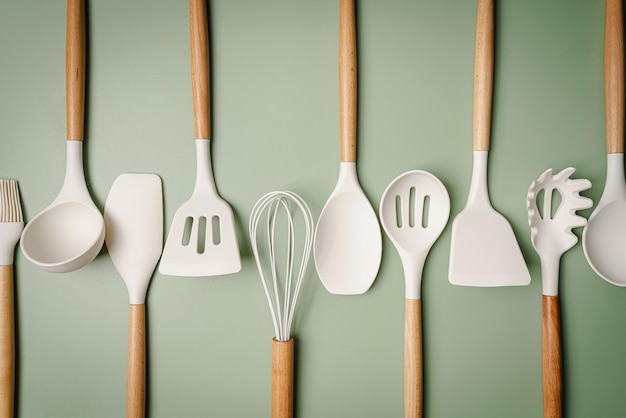 high angle view of spoons on white background