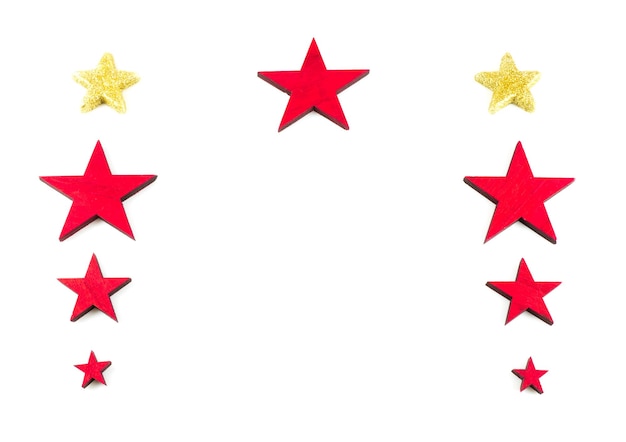 Photo high angle view of star shape decorations on white background