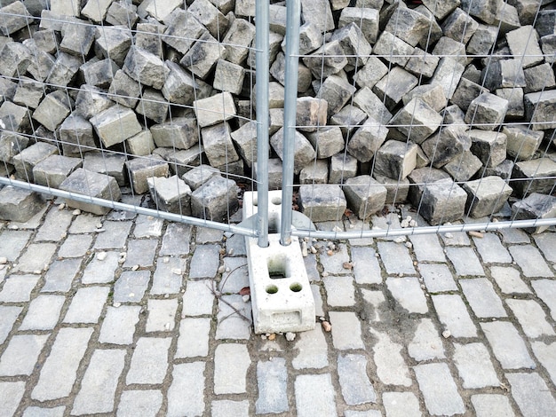 High angle view of stones on footpath