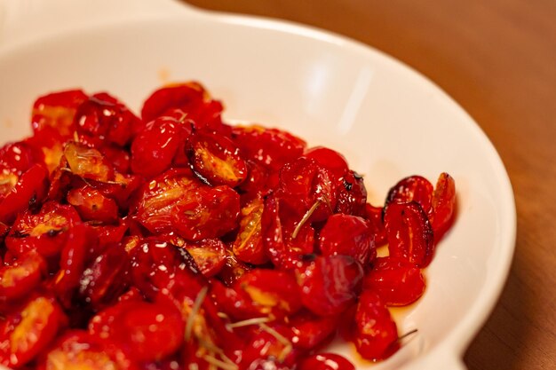 High angle view of strawberries in plate