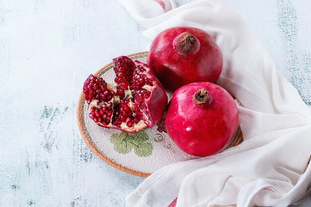 High angle view of strawberries on table