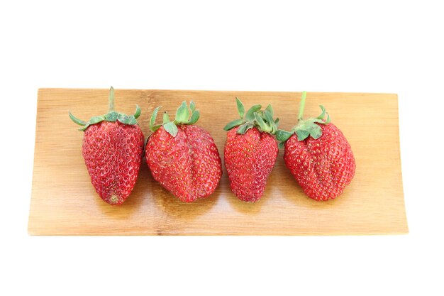 High angle view of strawberries