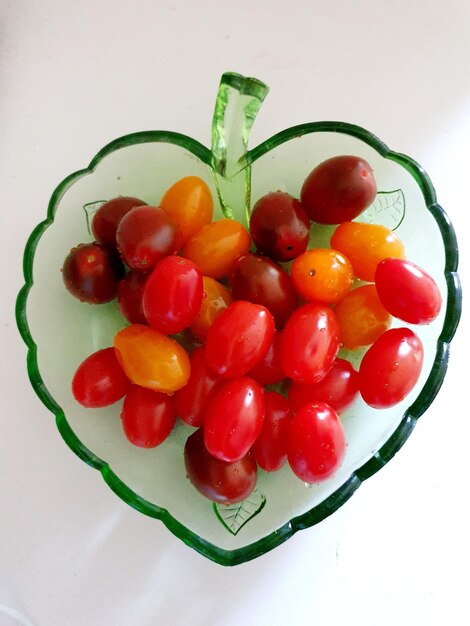 High angle view of strawberries