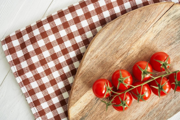 High angle view of strawberry on cutting board