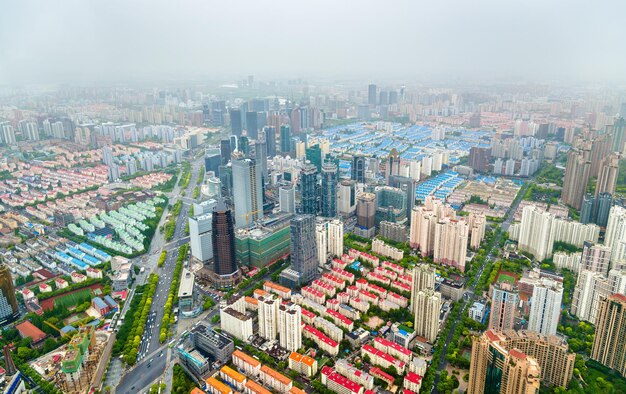 Photo high angle view of street amidst buildings in city