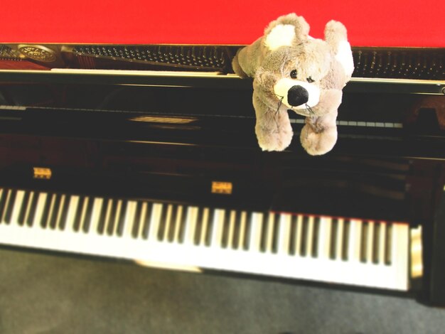 Photo high angle view of stuffed toy on piano