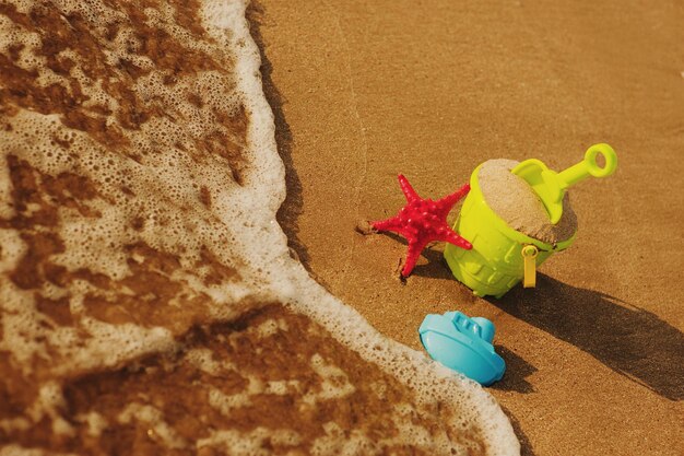 High angle view of stuffed toy on sand