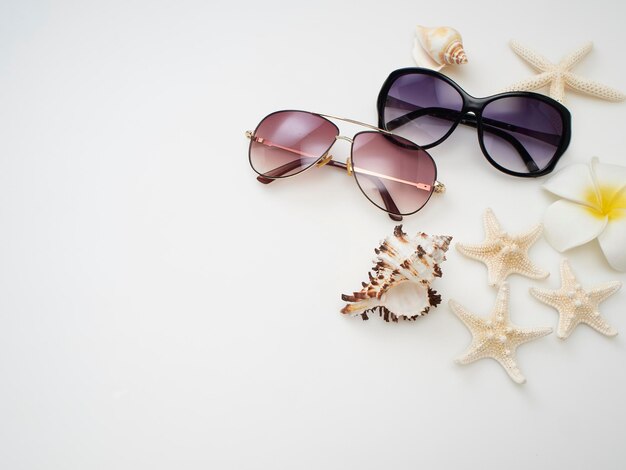 High angle view of sunglasses against white background