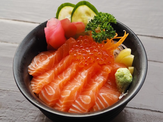 High angle view of sushi in bowl on table