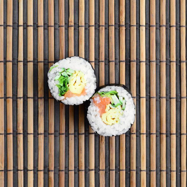 High angle view of sushi served in plate