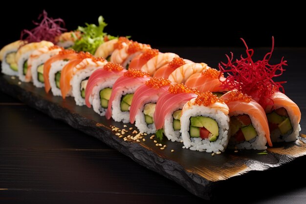 High angle view of sushi on table