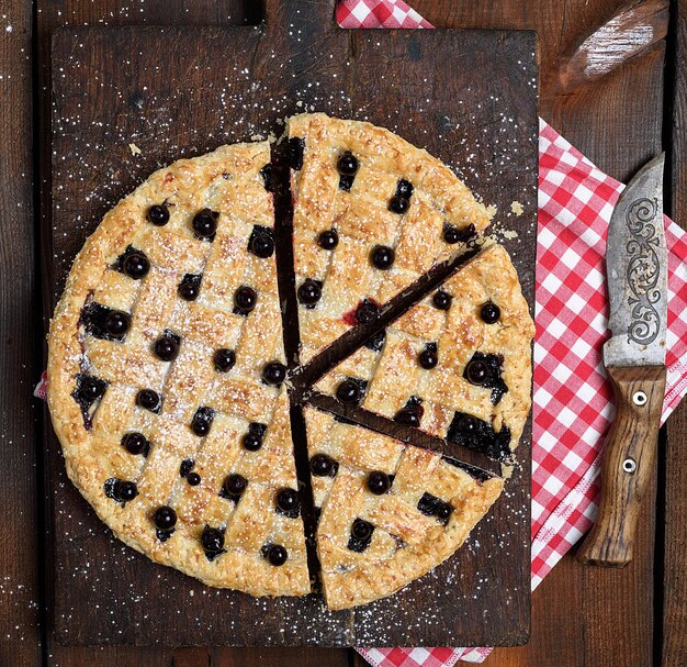 High angle view of sweet pie on table