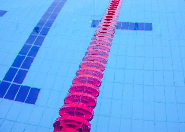 High angle view of swimming lane marker in pool