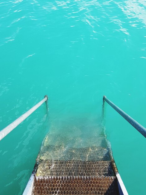 High angle view of swimming pool by sea