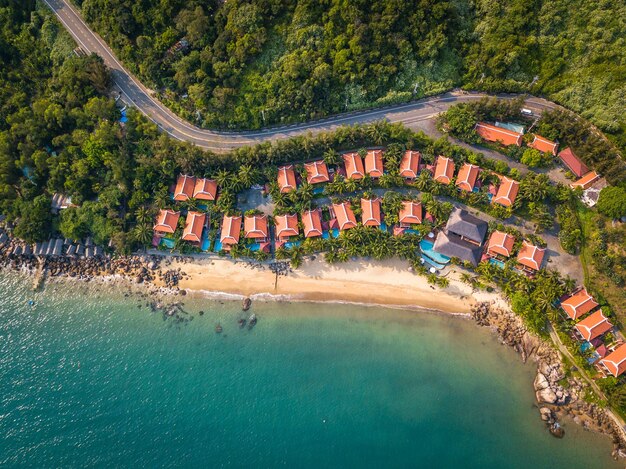 High angle view of swimming pool by tree outside house