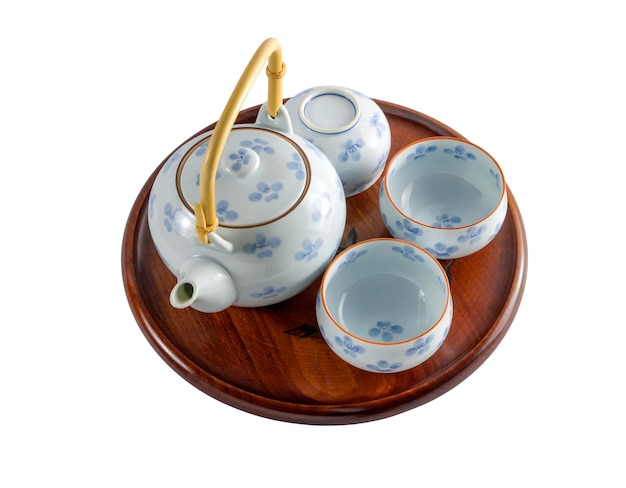 high angle view of tea cup against white background