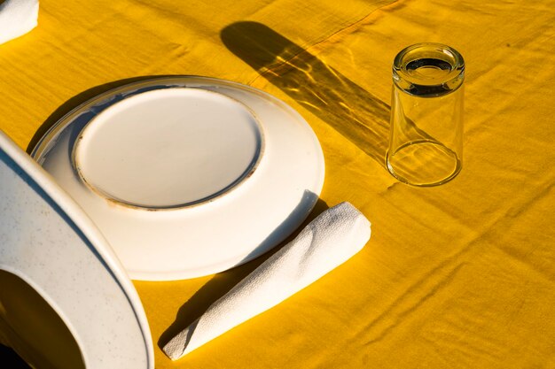 High angle view of tea cup on table